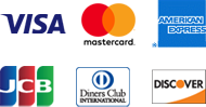 カードでもお支払い出来ます VISA, Mastercard, AMERICAN EXPRESS, JCB, Diners Club, Discover Card